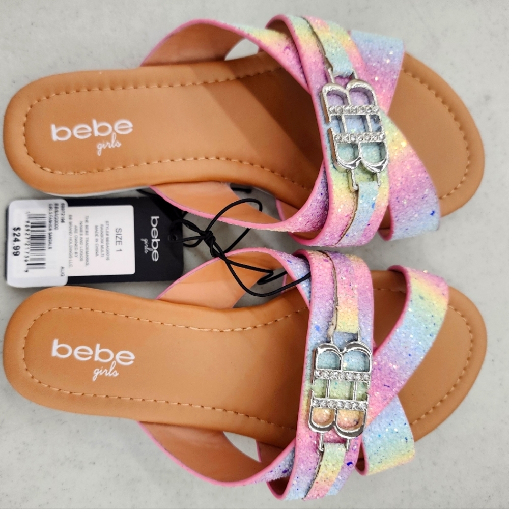 Bebe girls Unicorn 🦄  Giltter Sandals with diamonds & sequin.